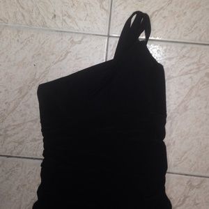 One shoulder black dress