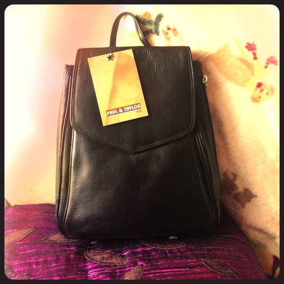 Black Genuine Leather Backpack, Paul & Taylor USA