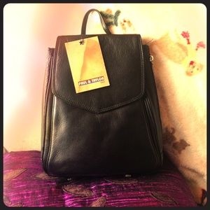 Black Genuine Leather Backpack, Paul & Taylor USA
