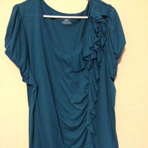 Lane Bryant Ruffled Tee Teal Size 22
