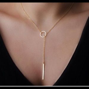 Circle and bar lariat necklace GOLD
