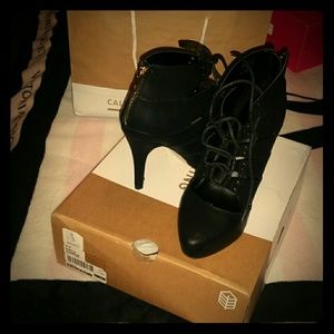 Black  leather shoe boots
