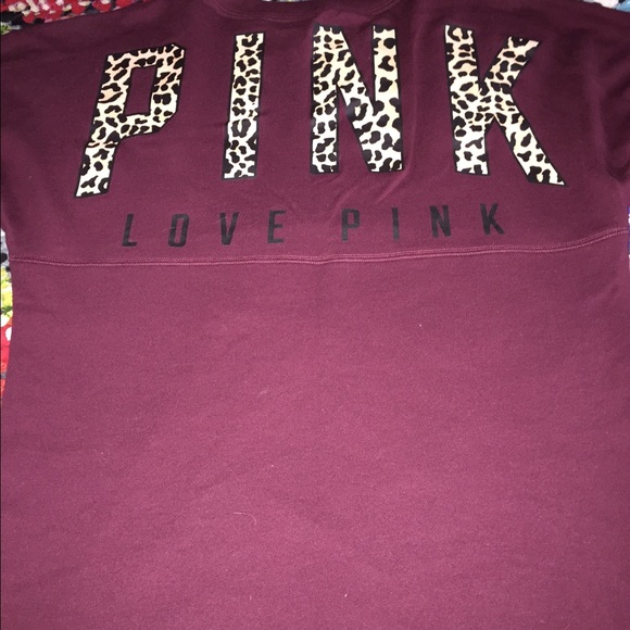 PINK leopard varsity crew