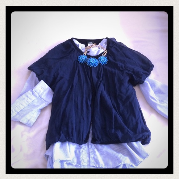 Jcrew navy short sleeved sweater