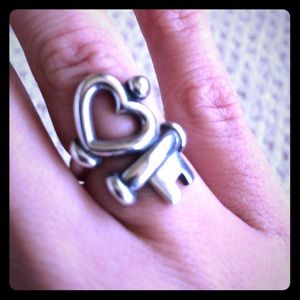 James Avery Heart and Key Ring