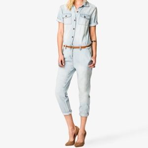 FOREVER 21 Belted Denim Jumpsuit