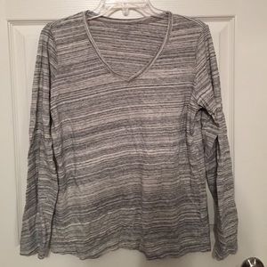 XL Eddie Bauer gray striped long sleeve tee