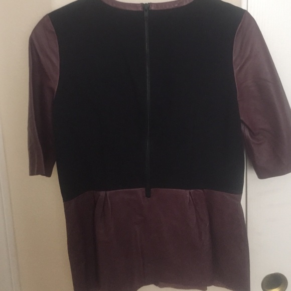 100% real leather maroon Trouvé top - Picture 3 of 4