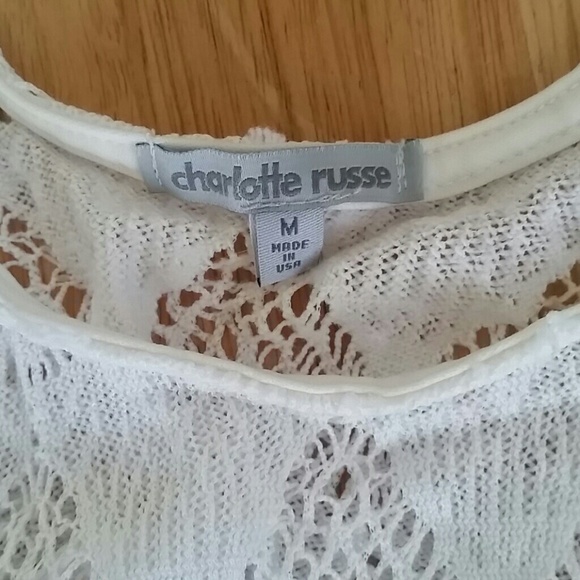 *SOLD!*Charlotte Russe White Crochet Fringe Tank - Picture 2 of 4