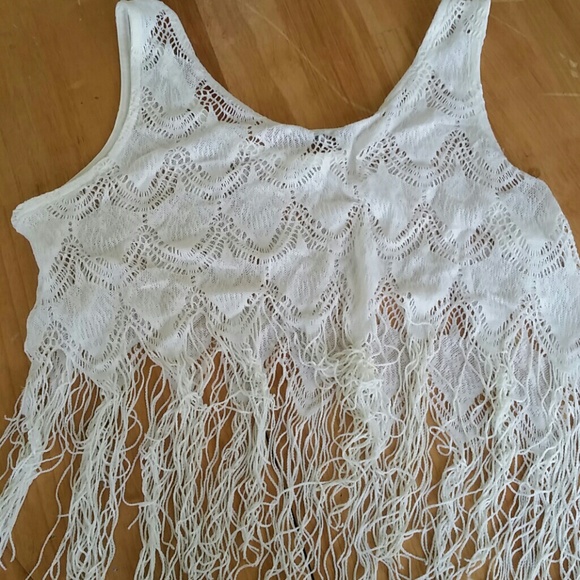 *SOLD!*Charlotte Russe White Crochet Fringe Tank - Picture 3 of 4