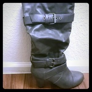 Grey heeled boots