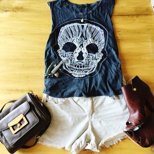 Urban outfitters lace skull tee