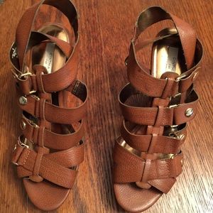 Cynthia Vincent cognac strappy wedge for Target