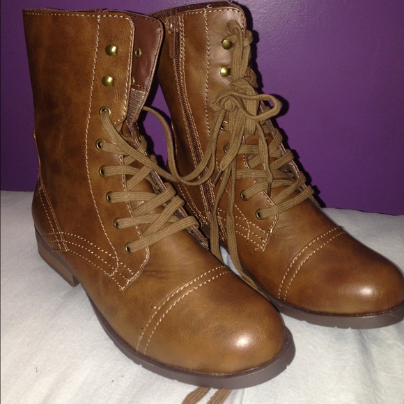 Brown combat boots