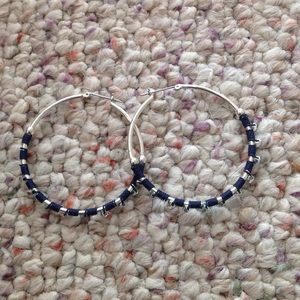 Loft silver and blue hoop earrings