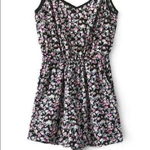 Black Spaghetti Strap Floral Slim Jumpsuit