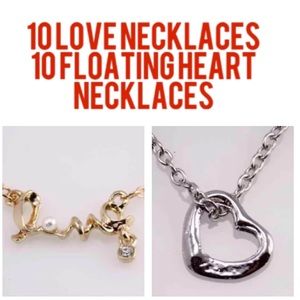 WHOLESALE LOT OF 20 Love & Floating Heart Necklace