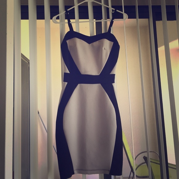 Black & beige dress