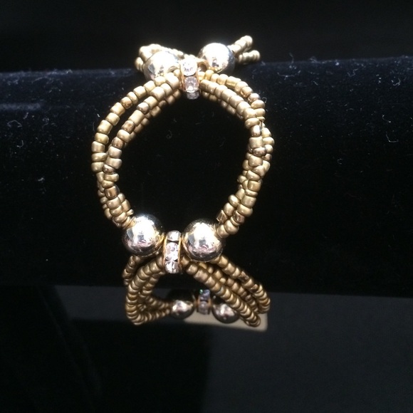 New beaded twist bracelet - gold tone