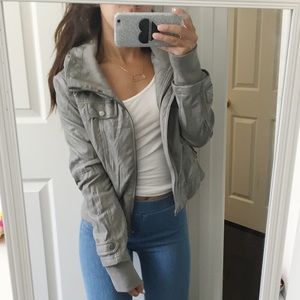 ON HOLD Gray faux Leather Jacket NWOT