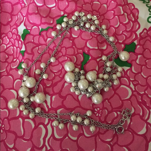 Faux pearl and diamond necklace