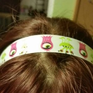 Pink and Green Monsters Elastic Back Headband