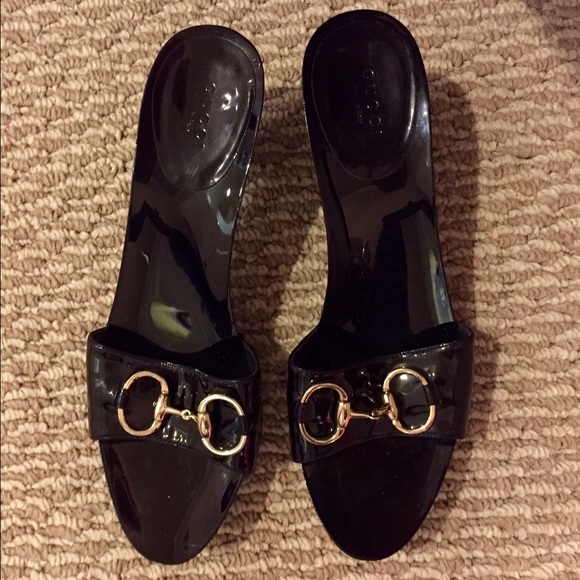Gucci black clog sandals authentic