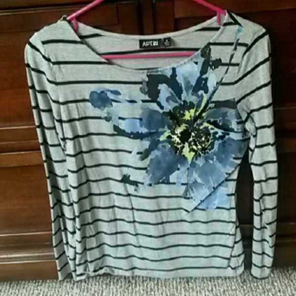 Gray and black striped top