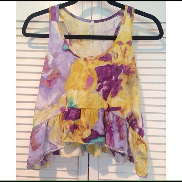 Watercolor floral crop tank