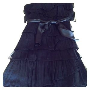 J. Crew black ruffle chiffon strapless dress