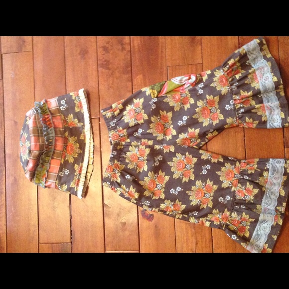 Matilda Jane ruffle pants and matching hat