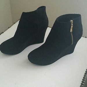Black with gold accent booties