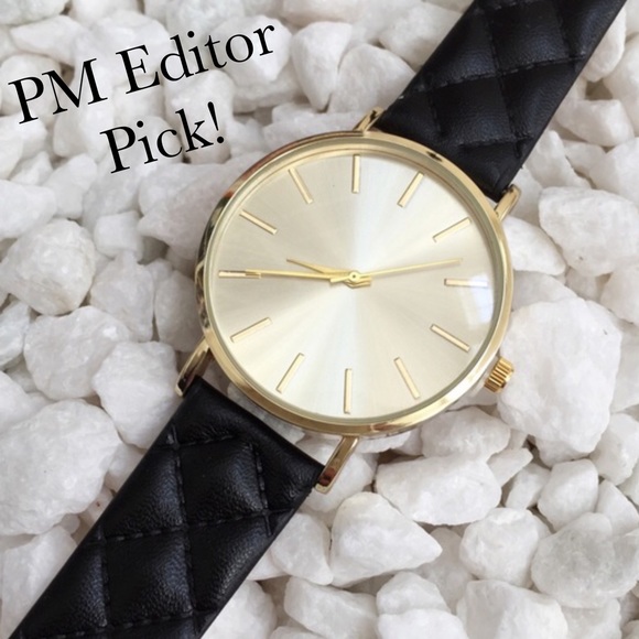 ✨PM Editor Pick!✨ Black Quilted Band Watch NWT