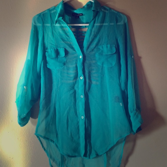 Tops - Turquoise Flowing Blouse