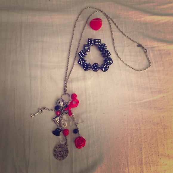 Alice in Wonderland Necklace, Bracelet, & Ring