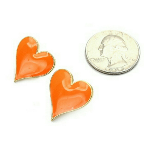 Orange Heart Earrings