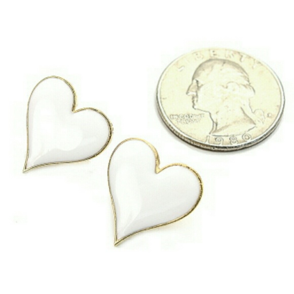 White Heart Earrings