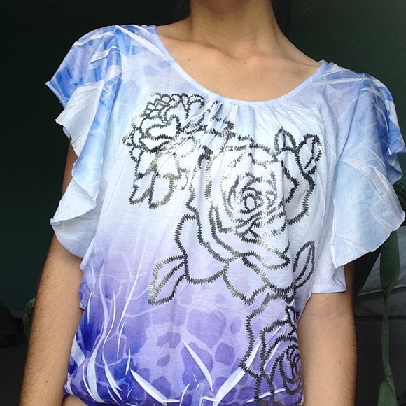 Blue flower top - Picture 2 of 4