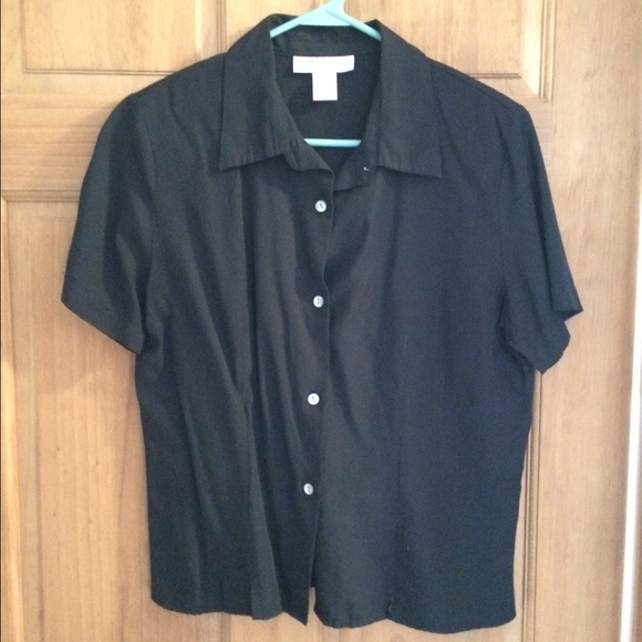 Dress Barn S/S Black Dressy Top Size LARGE
