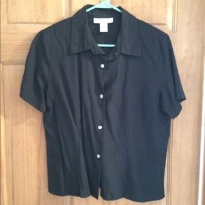 Dress Barn S/S Black Dressy Top Size LARGE