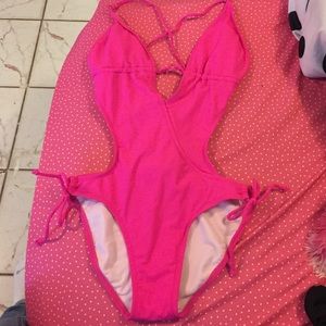 Pink one piece bathing suite