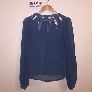 BLOUSE TURQUOISE CUT OUT