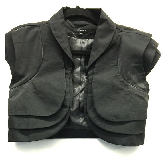 Black satin cropped shrug