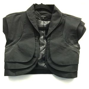 Black satin cropped shrug