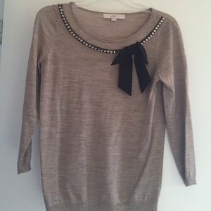 Loft light sweater with jewels and bow!