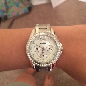 Riley silver fossil watch