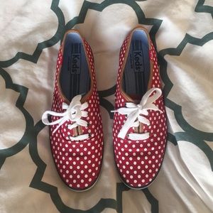 Keds Red and White Polka Dot Sneakers