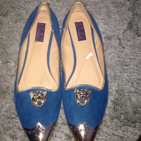 Turquoise and Gold Loafers