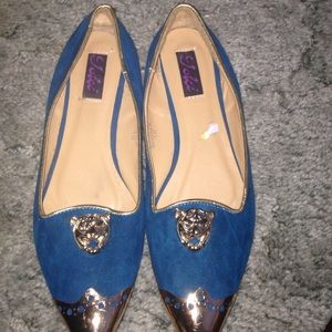 Turquoise and Gold Loafers