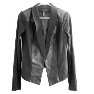 SM Faux leather blazer with mesh sleeves